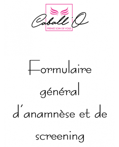[Anamnèse et screening] Formulaire d'anamnèse et de screening